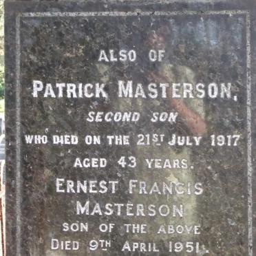 MASTERTON  Patrick -1917 :: MASTERSON Ernest Francis -1951