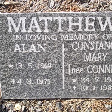 MATTHEW Alan 1914-1971 &amp; Constance Mary CONNEL 1918-1987