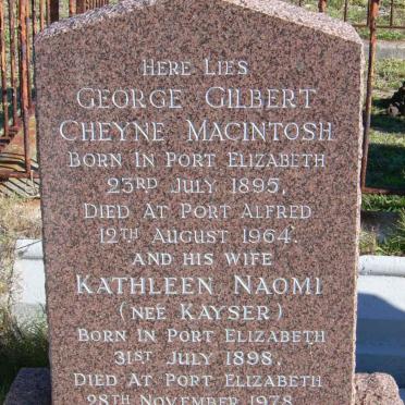 MACINTOSH George Gilbert Cheyne 1895-1964 &amp; Kathleen Naomi KAYSER 1898-1978