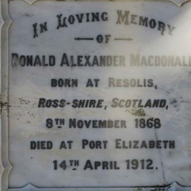 MACDONALD Donald Alexander 1868-1912