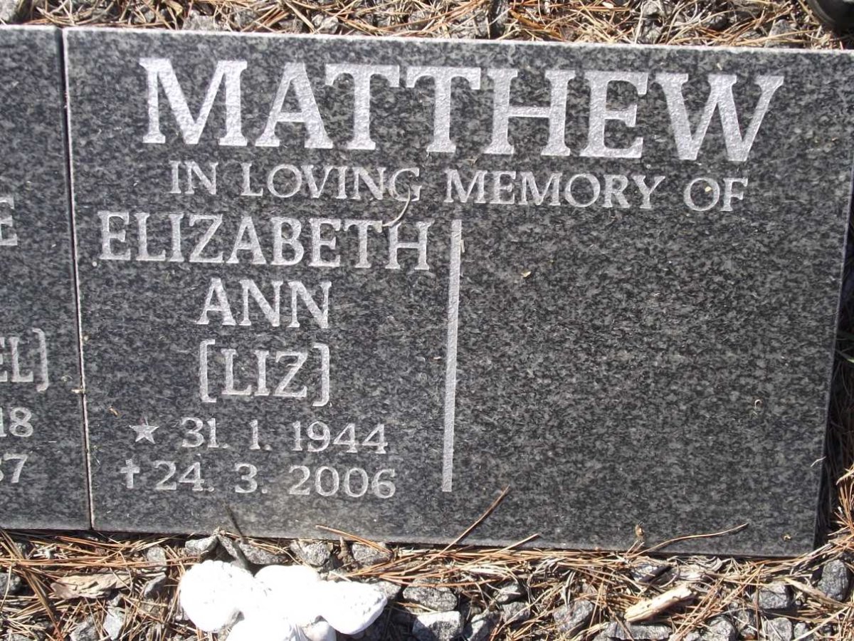 MATTHEW Elizabeth Ann 1944-2006