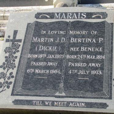MARAIS Martin J.D. 1925-1964  :: MARAIS Bertina P. nee BENEKE 1894-1973