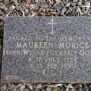 MORICE Maureen formerly GOING nee WYNNE 1928-1990