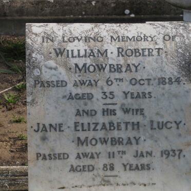 MOWBRAY William Robert -1884 &amp; Jane Elizabeth Lucy -1937