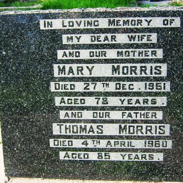 MORRIS Thomas -1960 &amp; Mary -1961 