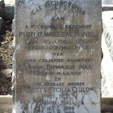 NEL Pieter Willem N. 1884-1932 :: NEL Frank Edward :: CLULOW Aletta Cecilia nee NEL 1899-1972