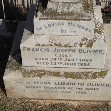 OLIVIER Francis Joseph 1866-1895 :: OLIVIER Verna Elizabeth -1930
