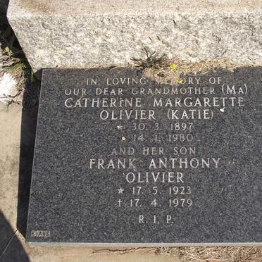 OLIVIER Catherine Margarette 1897-1980 :: OLIVIER Frank Anthony 1923-1979