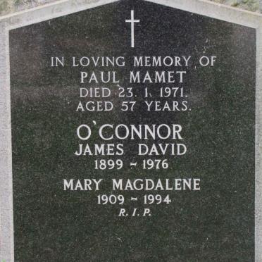 O'CONNOR James David 1899-1976 :: O'CONNOR Mary Magdalene 1909-1994 :: MAMET Paul -1971