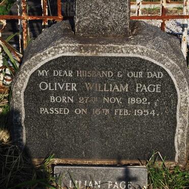 PAGE Oliver William 1892-1954 :: PAGE Lilian 1901-1987