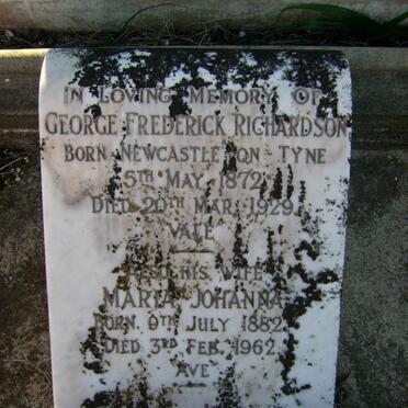 RICHARDSON George Frederick 1872-1929 &amp; Maria Johanna 1882-1962