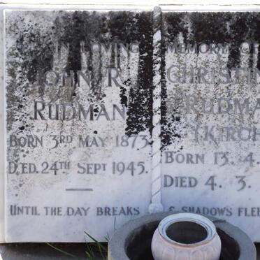 RUDMAN John R. 1873-1945 &amp; Christine C. KIRCH 1875-1959