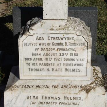ROBINSON Ada Ethelwynne HOLMES 1885-1921 :: HOLMES Thomas 1857-1927