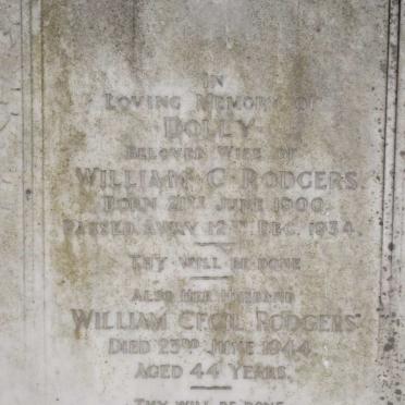 RODGERS William Cecil 1900-1944 &amp; Dolly 1900-1934