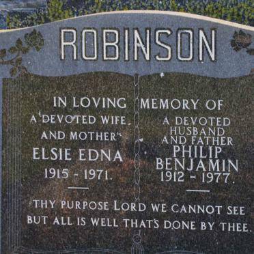 ROBINSON Philip Benjamin 1912-1977 &amp; Elsie Edna 1915-1971