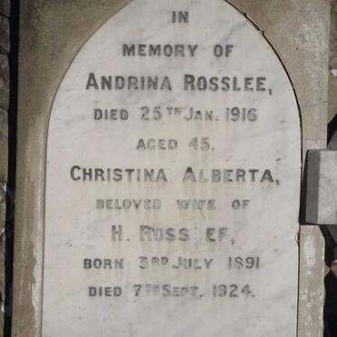 ROSSLEE Andrina -1916 :: ROSSLEE Christina Alberta 1891-1924