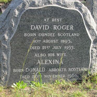 ROGER David 1893-1953 &amp; Alexina DONALD -1966