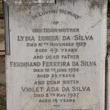 SILVA Ferdinand Ferreira da -1935 &amp; Lydia Louisa -1929 :: DA SILVA Violet Ada -1937