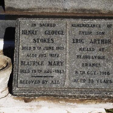 STOKES Henry George -1921 &amp; Beatrice Mary -1943 :: STOKES Eric Arthur -1918
