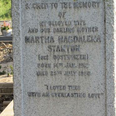 STANTON Martha Magdalena nee OOSTHUIZEN 1912-1950