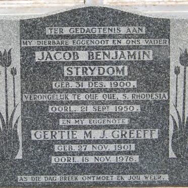 STRYDOM Jacob Benjamin 1900-1950 &amp; Gertie M.J. GREEFF 1901-1976 :: STRYDOM Felicity Edna 1950-1960