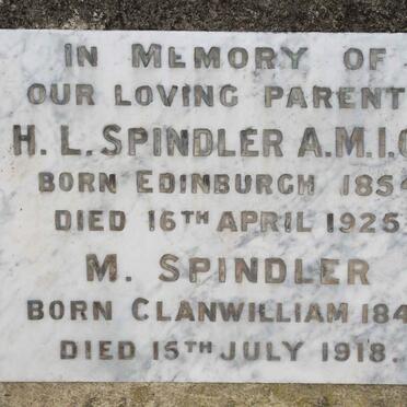 SPINDLER H.L. 1854-1925 &amp; M. 1843-1918