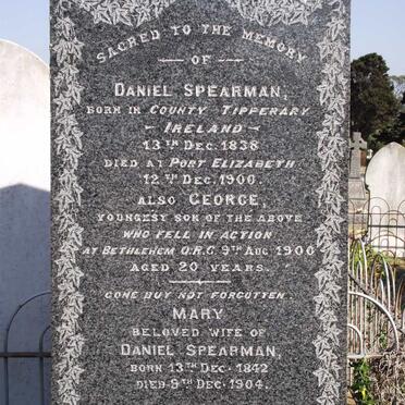 SPEARMAN Daniel 1838-1900 &amp; Mary 1842-1904 :: SPEARMAN George -1900