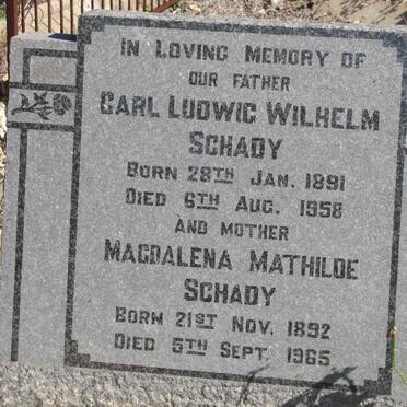 SCHADY Carl Ludwig Wilhelm 1891-1958 &amp; Magdalena Mathilde 1892-1965