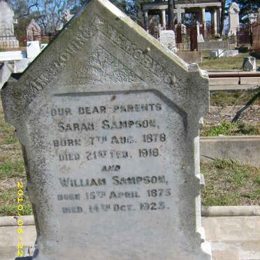 SAMPSON William 1875-1923 &amp; Sarah 1878-1918