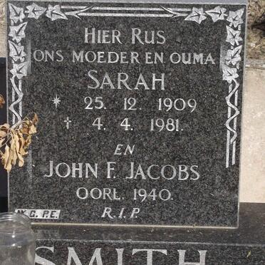SMITH Sarah 1909-1981 ::  SMITH John F. Jacobs -1940