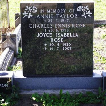 TAYLOR Annie 1947 :: ROSE Charles Ennis 1979 &amp; Joyce Isabella 1920-2007