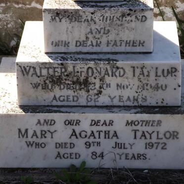 TAYLOR Walter Leonard -1940 &amp; Mary Agatha -1972