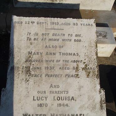 THOMAS William Walter -1913 &amp; Mary Ann -1937 :: THOMAS Walter Nathanael 1869-1946 &amp; Lucy Louisa 1870-1944