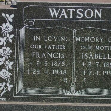 WATSON Francis 1878-1948 &amp; Isabella 1891-1981