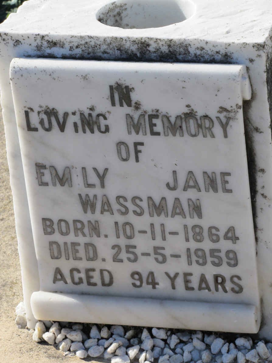 WASSMAN Emily Jane 1864-1959