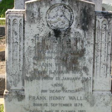 WALLIN Frank Henry 1874-1952 &amp; Ann 1875-1947