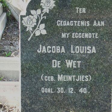 WET Jacoba Louisa, de nee MEINTJIES -1940 