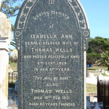 WELLS Thomas -1931 &amp; Isabella Ann - 1925
