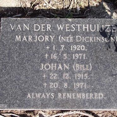 WESTHUIZEN  Johan, van der 1915-1971 &amp; Marjory DICKINSON 1920-1971
