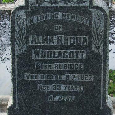 WOOLACOTT Alma Rhoda nee RUBIDGE -1927