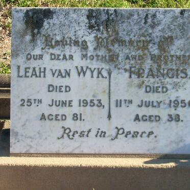 WYK  Francis, van -1956 &amp; Leah -1953