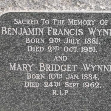 WYNNE Benjamin Francis 1881-1951 &amp; Mary Bridget 1884-1962