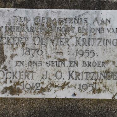 KRITZINGER Ockert Olivier 1876-1955 :: KRITZINGER Ockert J.O. 1912-1951