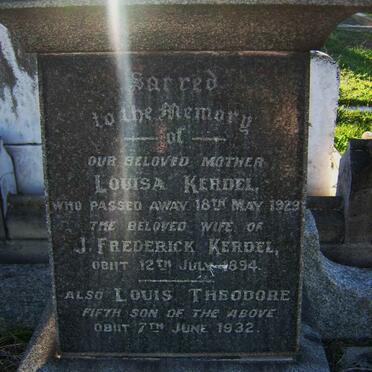 KERDEL J. Frederick -1894 &amp; Louisa -1929 :: KERDEL Louis Theodore -1932