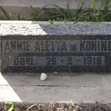 KONING Annie Aletta, de -1918