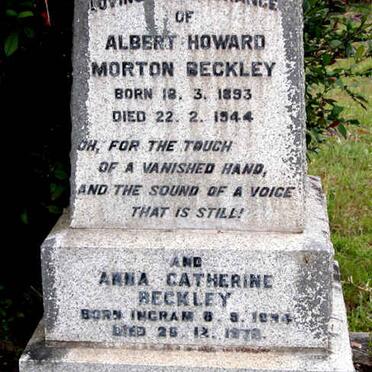 BECKLEY Albert Howard Morton 1893-1944 &amp; Anna Catherine INGRAM 1894-197?