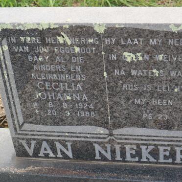 NIEKERK Cecilia Johanna, van 1924-1988