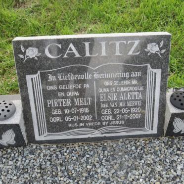 CALITZ Pieter Melt 1918-2002 &amp; Elsie Aletta VAN DER MERWE 1920-2007