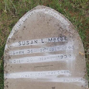 MBEBE Susan L. 1908-1932
