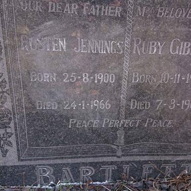 BARTLETT Rosten Jennings 1900-1966 &amp; Ruby Gibbens 1904-1962
